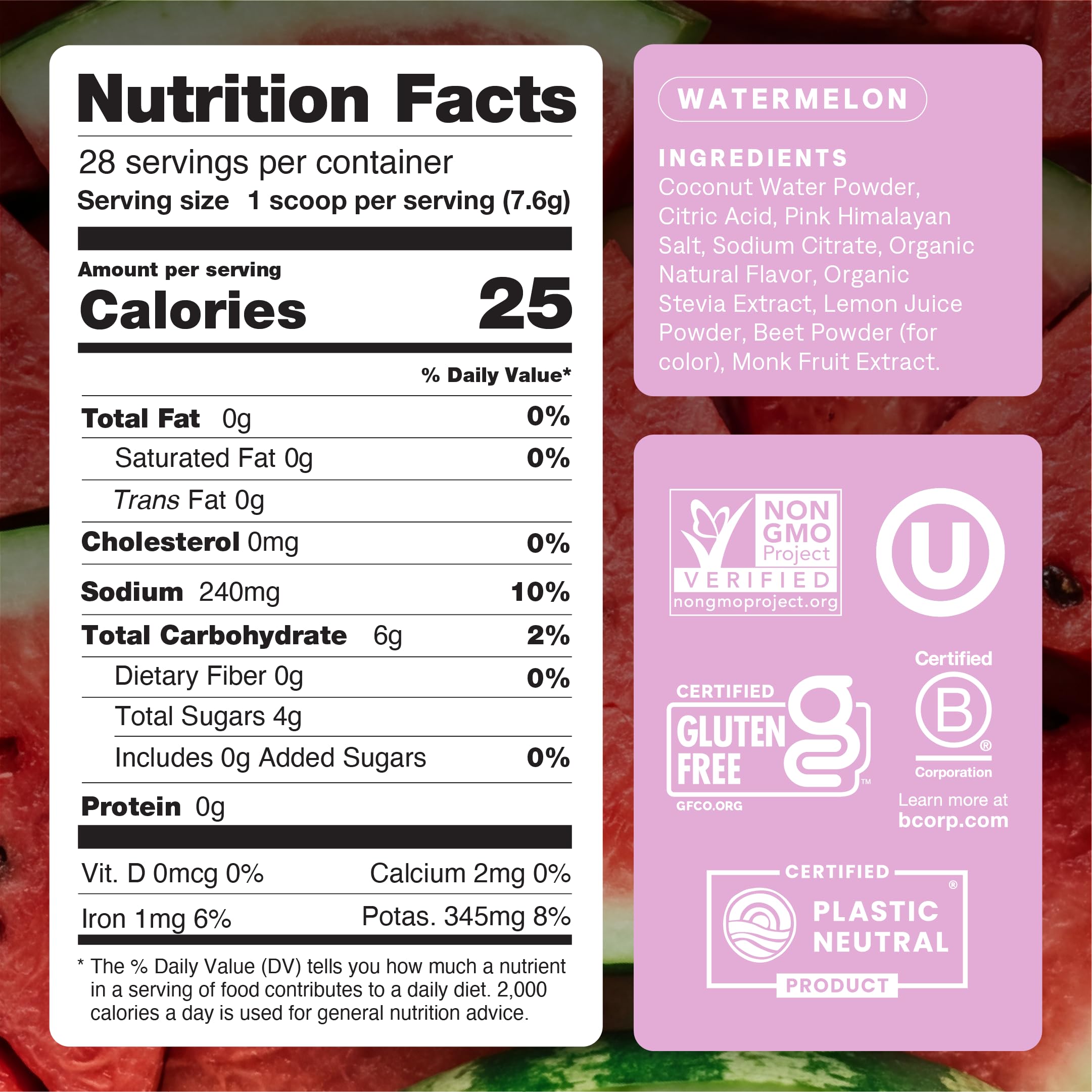 Cure Hydration - Electrolyte Drink Powder Watermelon 28 Servings — Amazon image 2