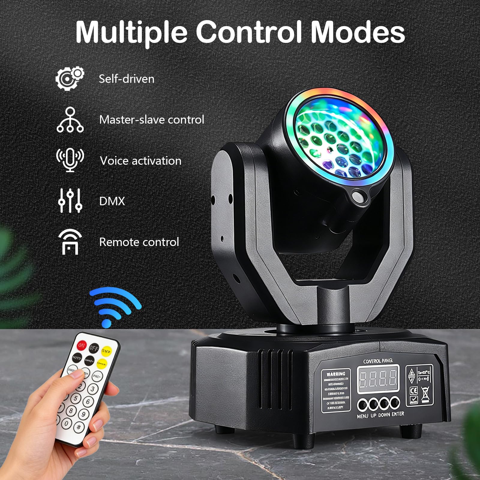 30W Mini LED Moving Head Beam Scheinwerfer RGBW, Discolicht mit Gobo & Sternenhimmel Effekt, DMX512 Soundaktiv, Stroboskop mit Fernbedienung für DJ, Partys, Bars, KTV, Hochzeiten & Bühnen