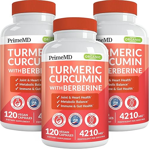 Miniatura 10 de Suplemento orgánico de cúrcuma y curcumina 5 en 1 (4210 mg) con berberina, canela de Ceilán, BioPerine y suplementos de jengibre para el apoyo de