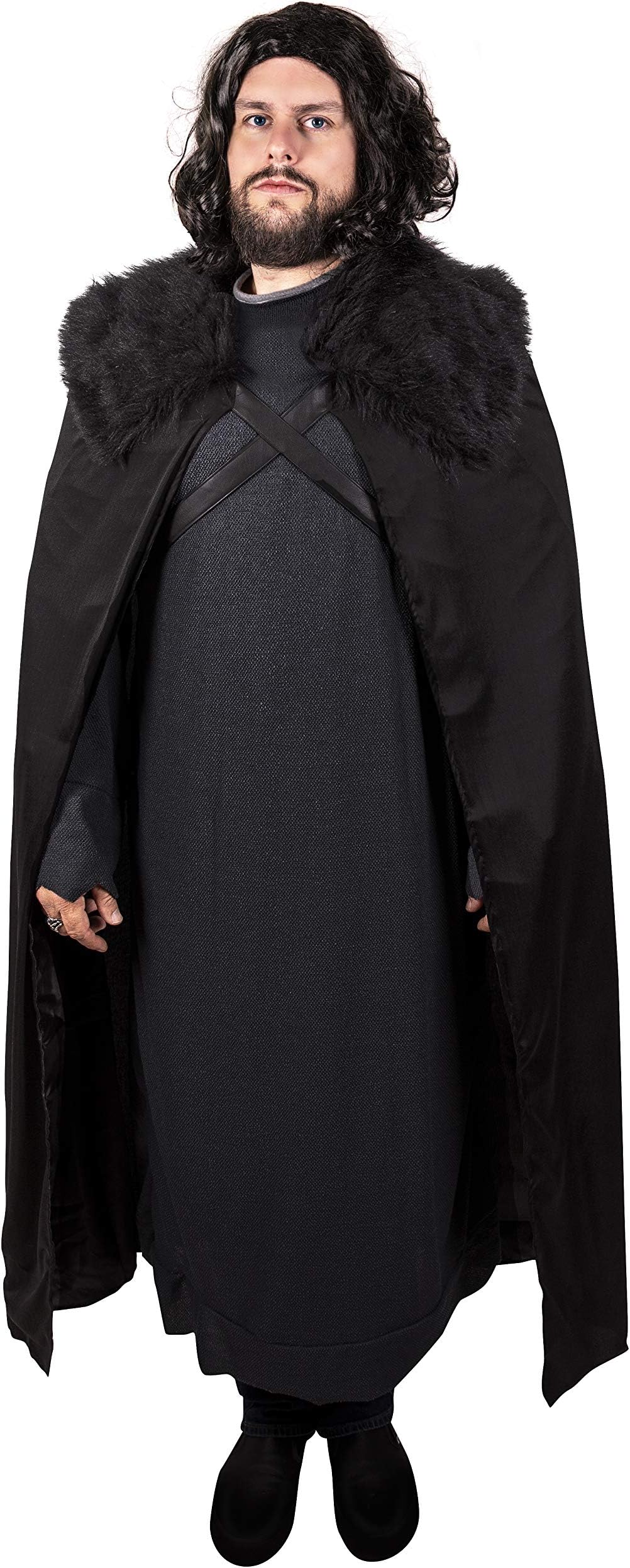 Medieval Cape, Black, Deluxe Halloween Costume For Men, One Size, Large, STD