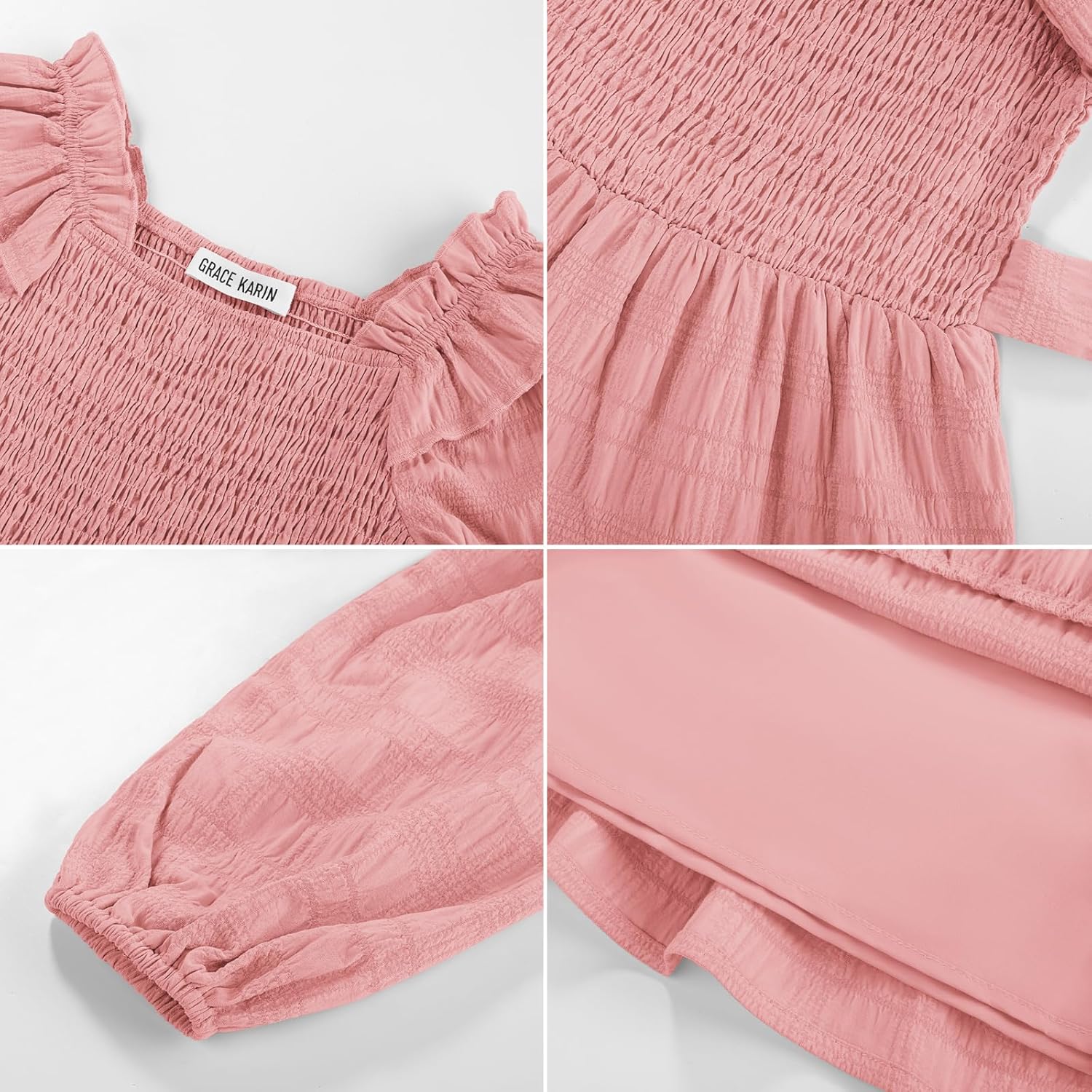 GRACE KARIN Girls Ruffled Dress 6-14Y Fall Long Sleeves Christmas Party Festive Dresses