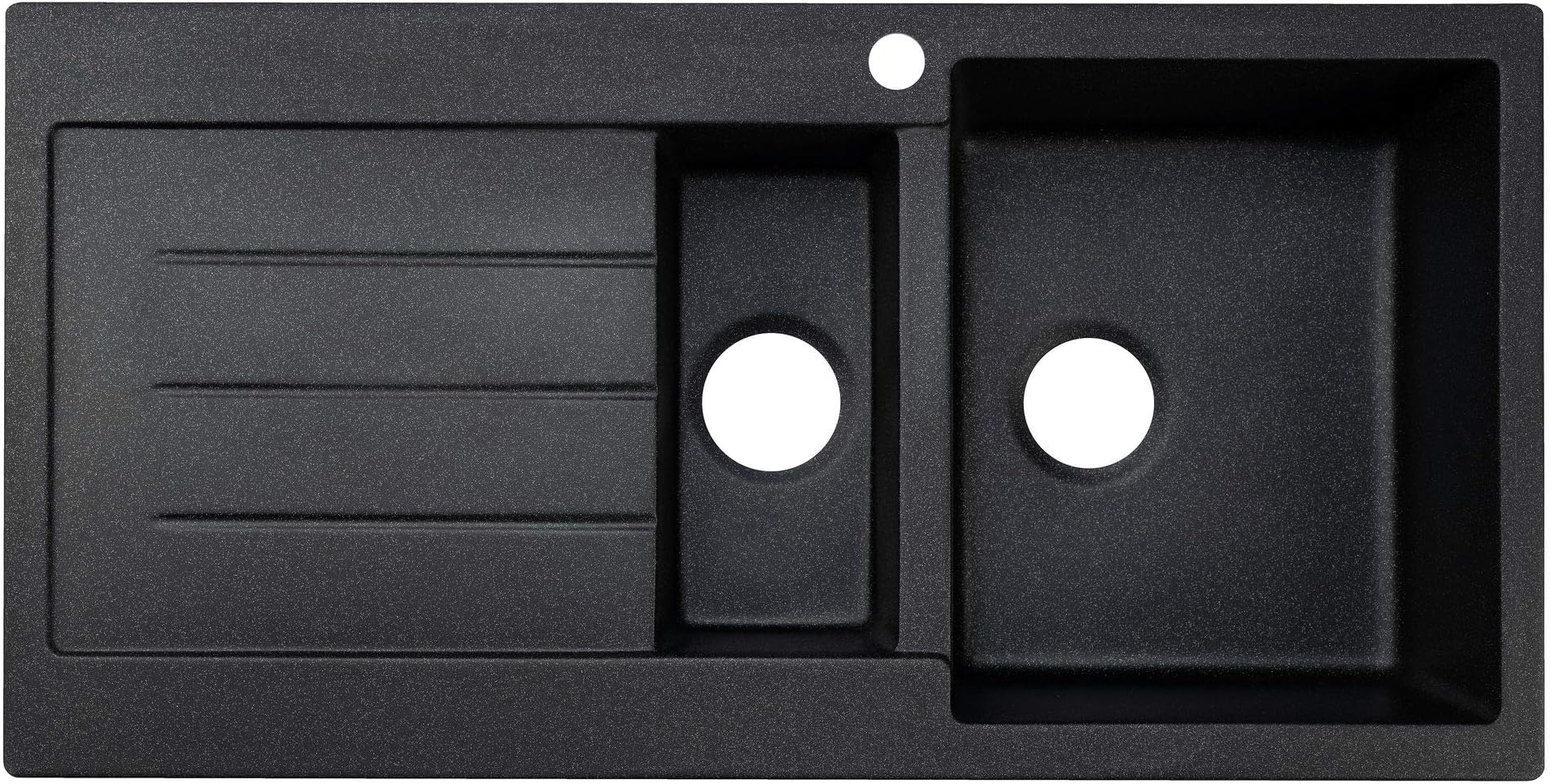 Black Kitchen Sink Lavello Decoro 150LT 39" Granite Sink Composite Double Bowl Big Range of Kitchen Sinks Drop In Top Mount (Drainboard Position: Left)