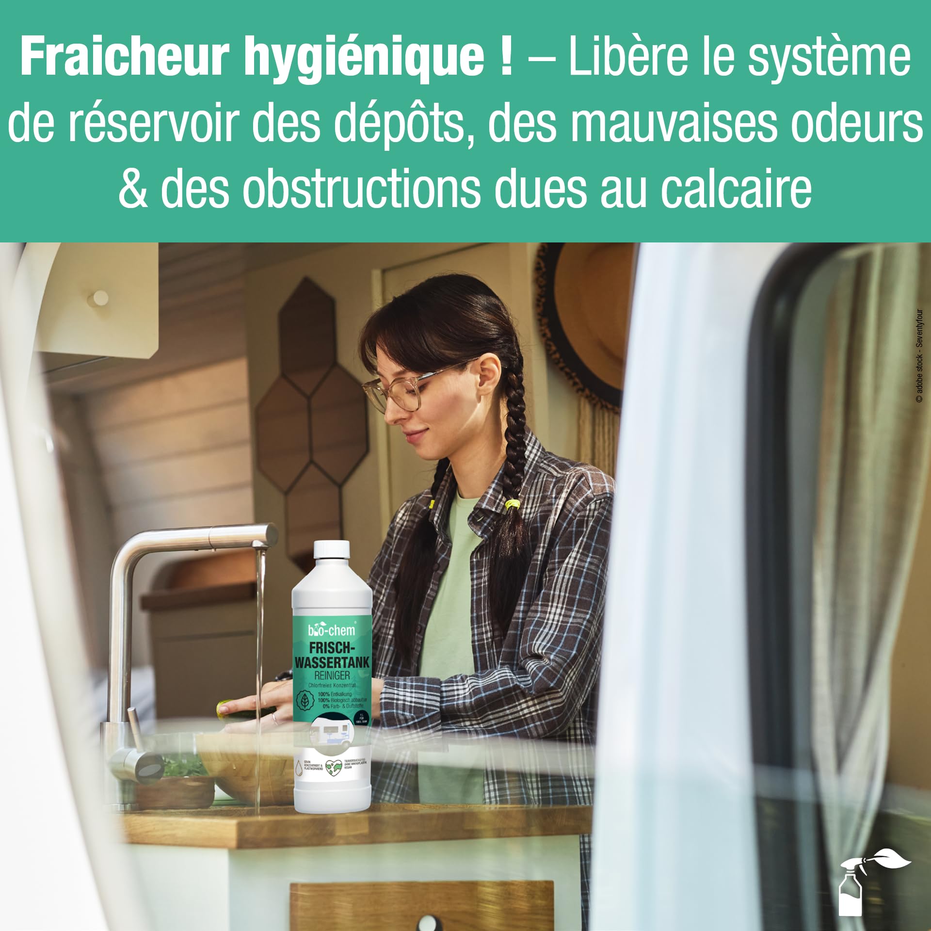 bio-chem - Nettoyant pour réservoir d'eau Douce 5L - Entretien des réservoirs de Caravane et Camping Car - Contient de l'acide citrique Naturel - Produits et Accessoires véhicules de Camping