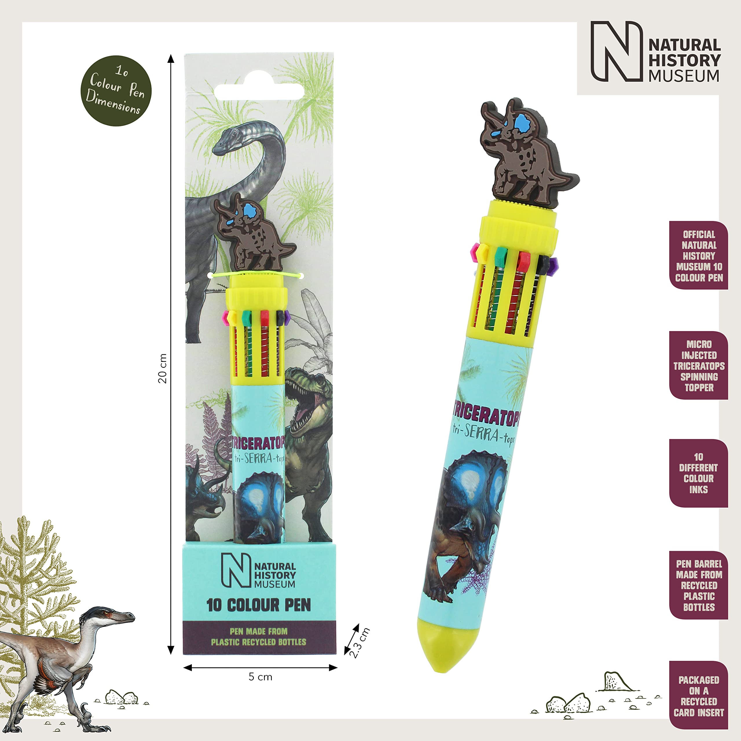 Natural History Museum Dinosaur Multi Colour Pen, Multicolored - Image 3