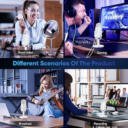 Miniatura 6 de Micrófono USB para PC, micrófono de condensador de computadora Pro Podcast para juegos para PCportátilteléfonoPS45 con cancelación de ruido,