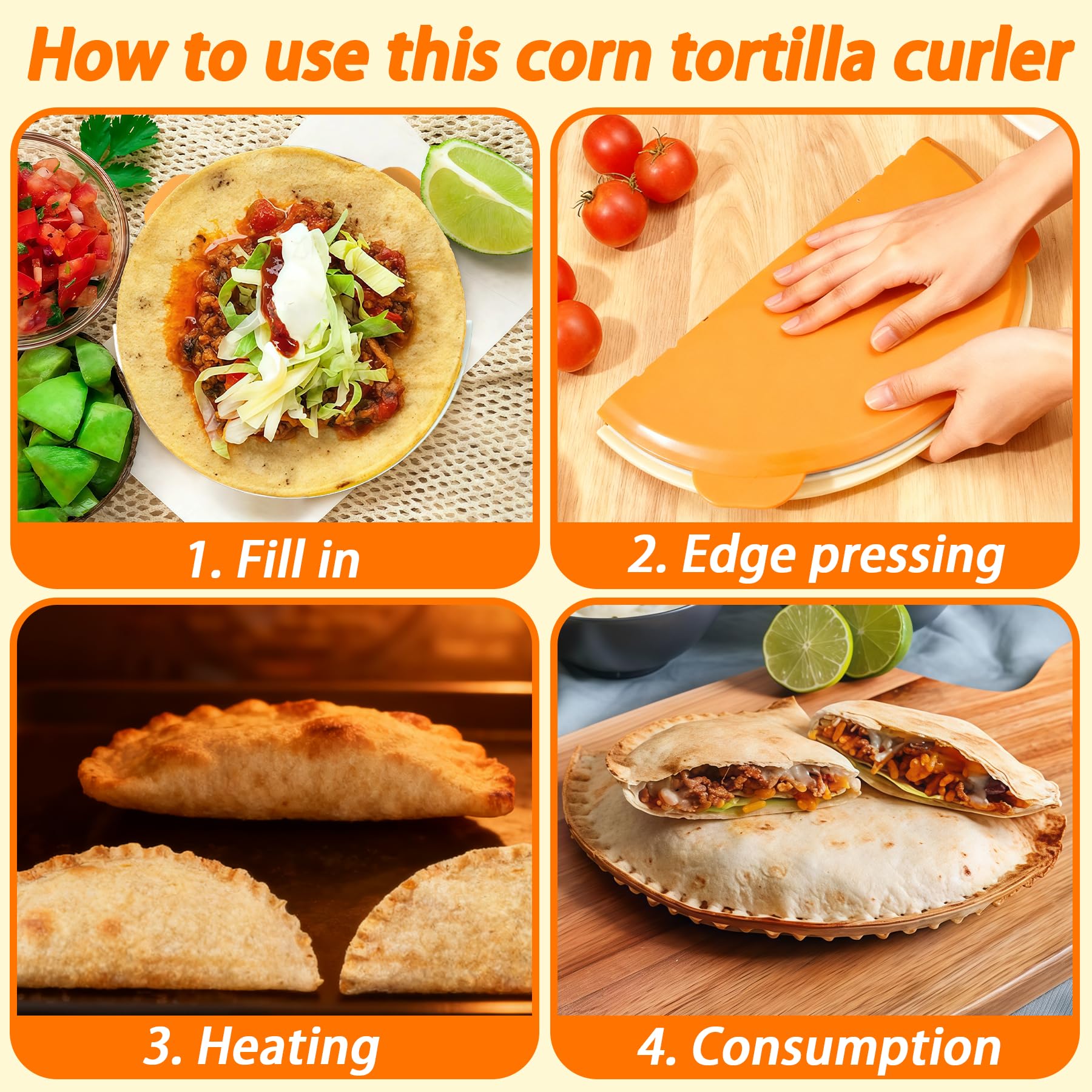 4-in-1 Tortilla Press - Make Tacos & More! -4