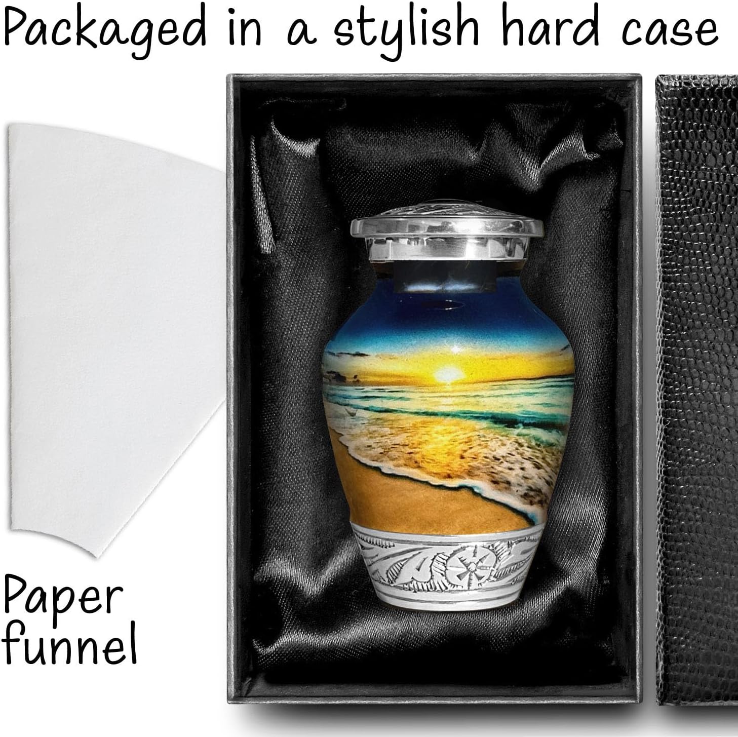 Waves on The Beach Keepsake Urn for Adult Human Ashes | Handcrafted Funeral Memorial | Seascape Funeral Decorative Cremation urn for Women and Men