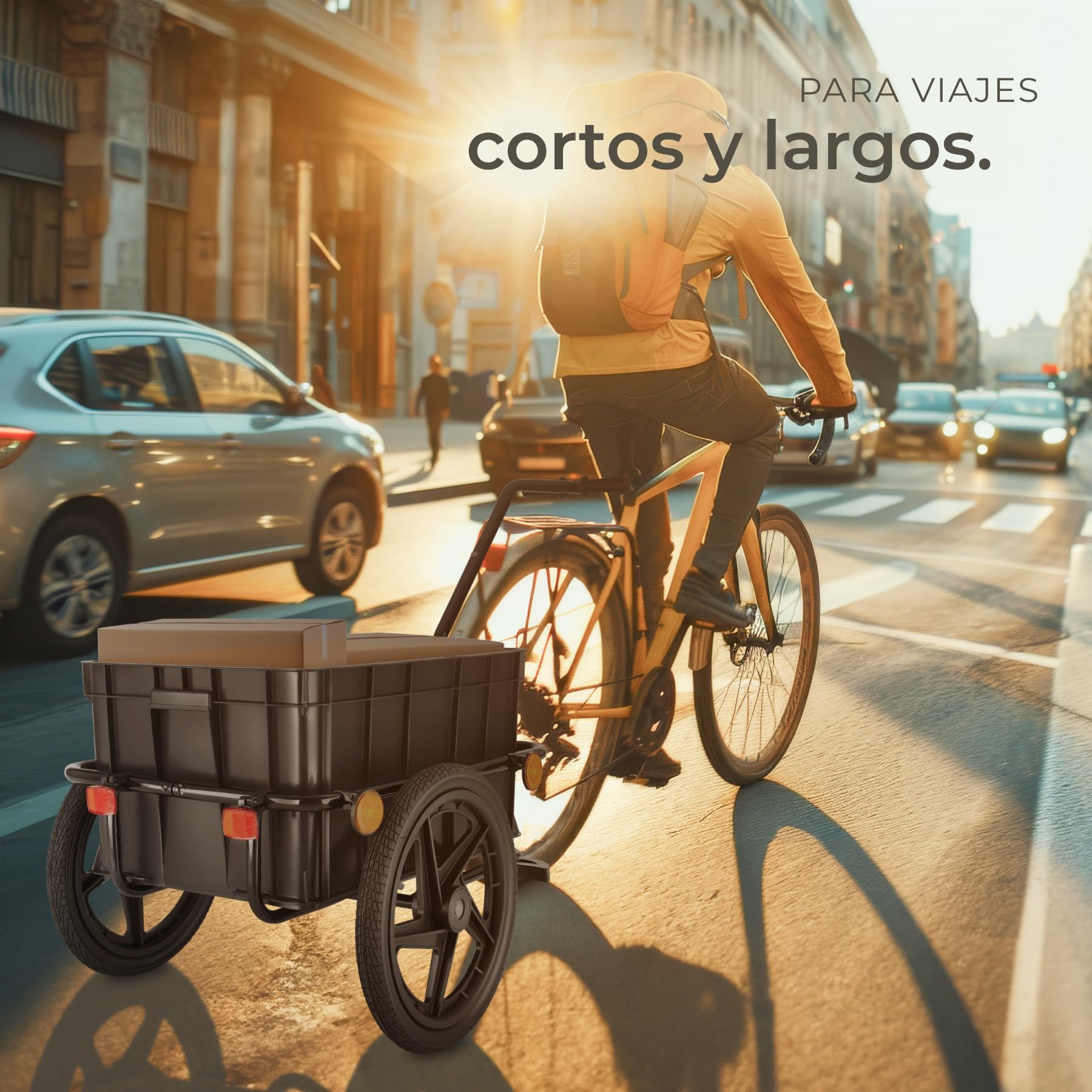 tectake® Remolque para Bicicleta 2 en 1, Uso como Remolque Bicicleta y Carrito de Mano, Gran Espacio de Almacenamiento, Lona Protectora, neumáticos llenos de Aire, Soporte Plegable - Negro