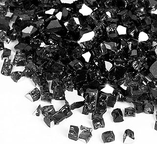 APROMISE Fire Glass for Fire Pit - 1/2 inch Fire Pit Glass | Reflective Fire Glass for Propane Fire Pit and Fireplace | 10lbs | Black