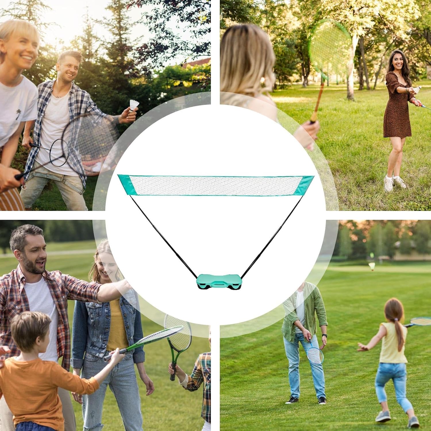Portable Badminton Net,Foldable Volleyball Tennis Gear | Badminton Net Set | for Backyard Driveway Beach Outdoor Indoor Volleyball Tennis Courts Games Parties Family Vacations