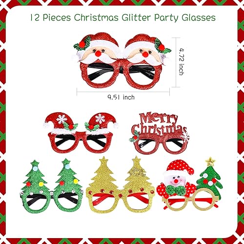 Miniatura 2 de Max Fun Juego de 24 piezas de marco de gafas de Navidad y diademas con 24 bonitos diseños, exquisitos accesorios de decoración para fiestas de