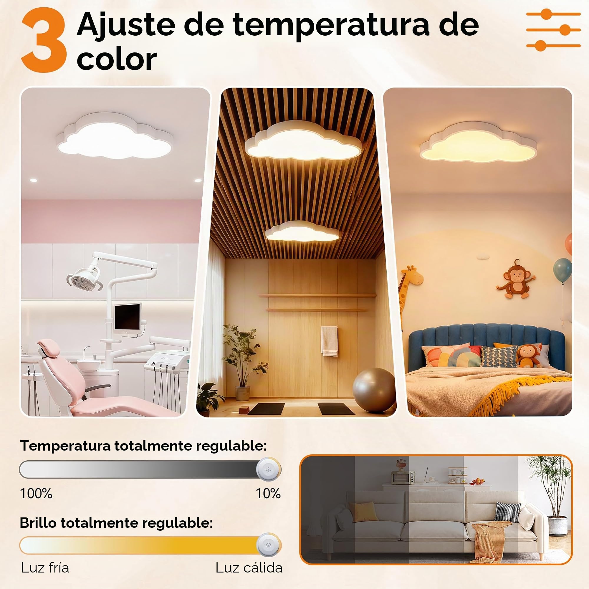 UISERBT 48W LED luz de Techo Nubes luz de Techo Regulable con Lámpara de Control Remoto Nursery Cloud Nursery Lámpara Moderna Para Dormitorio Infantil