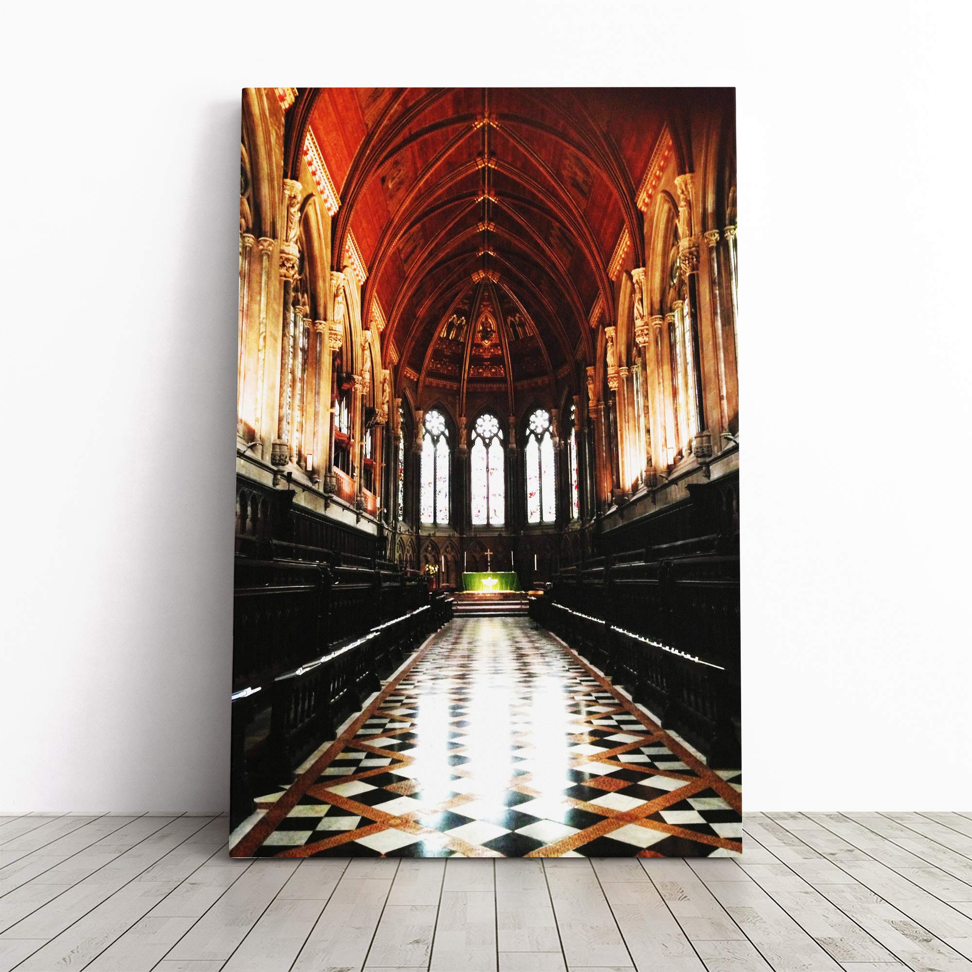 Architecture Church Cambridge Canvas Print | Gallery Wrapped 30mm Frame Wall Art | 30x20 inches | Ready to Hang | Modern Cityscape Picture | Living Room Bedroom Lounge Office