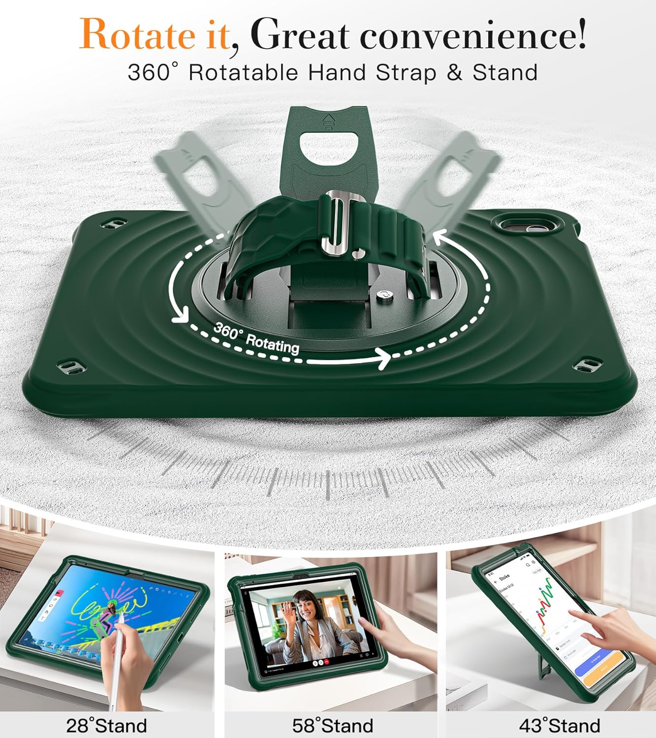 BRAECN Ripple Case for iPad (A16) 11th/10th Generation 11''/10.9'' 2025/2022,4 Layers Military-Grade Full Body Protection,Screen Protector,360 Rotating Handle,Kickstand,Shoulder Strap,Kids-Friendly