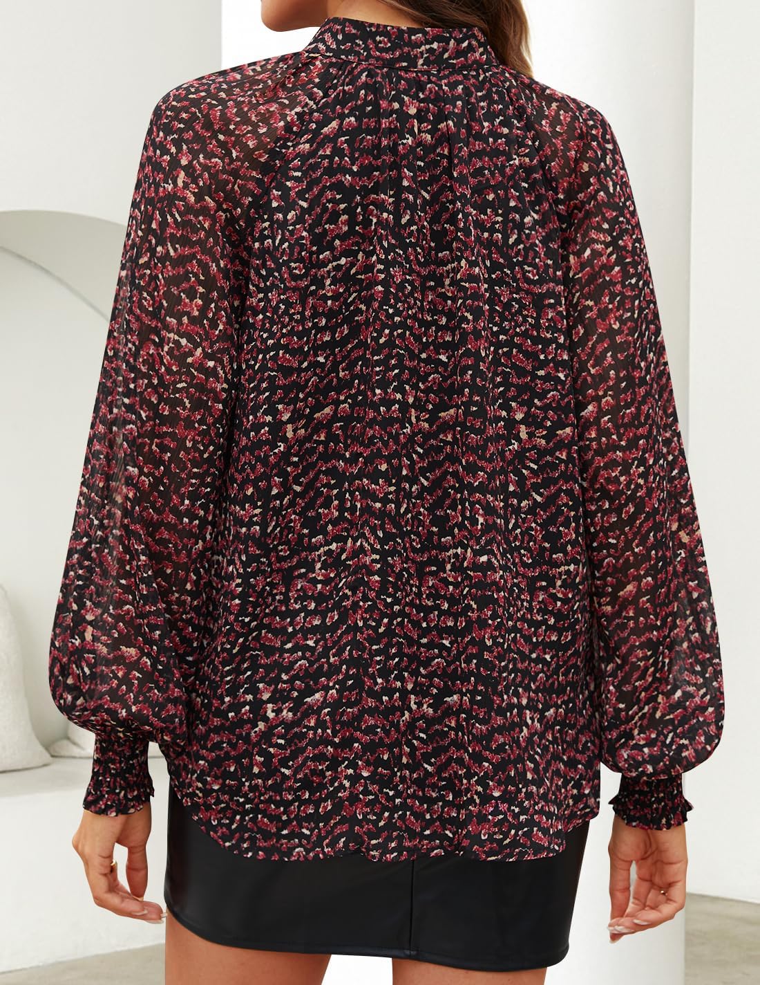 ZESICA Women's Floral Print Blouse 2026 Long Sleeve Button Down Casual Fall Boho Oversized Tops Shirts - Image 3