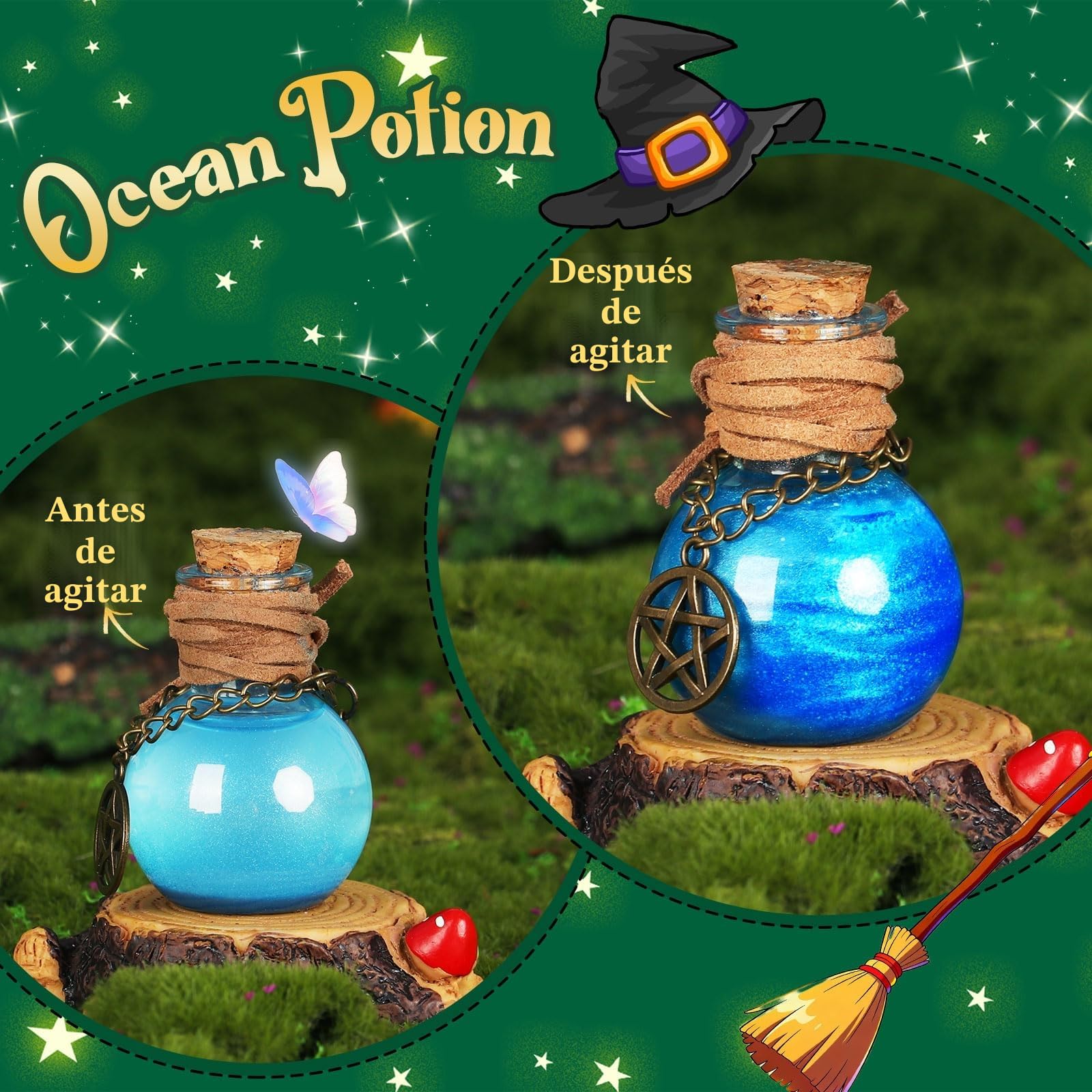 Fairy Potions Set de Poción de Hada con Casita, 20 Mezclas de Pociones Mágicas con Piedras de la Suerte, Regalo de Cumpleaños Creativo Juguete Manual para Niños de 6+ Años