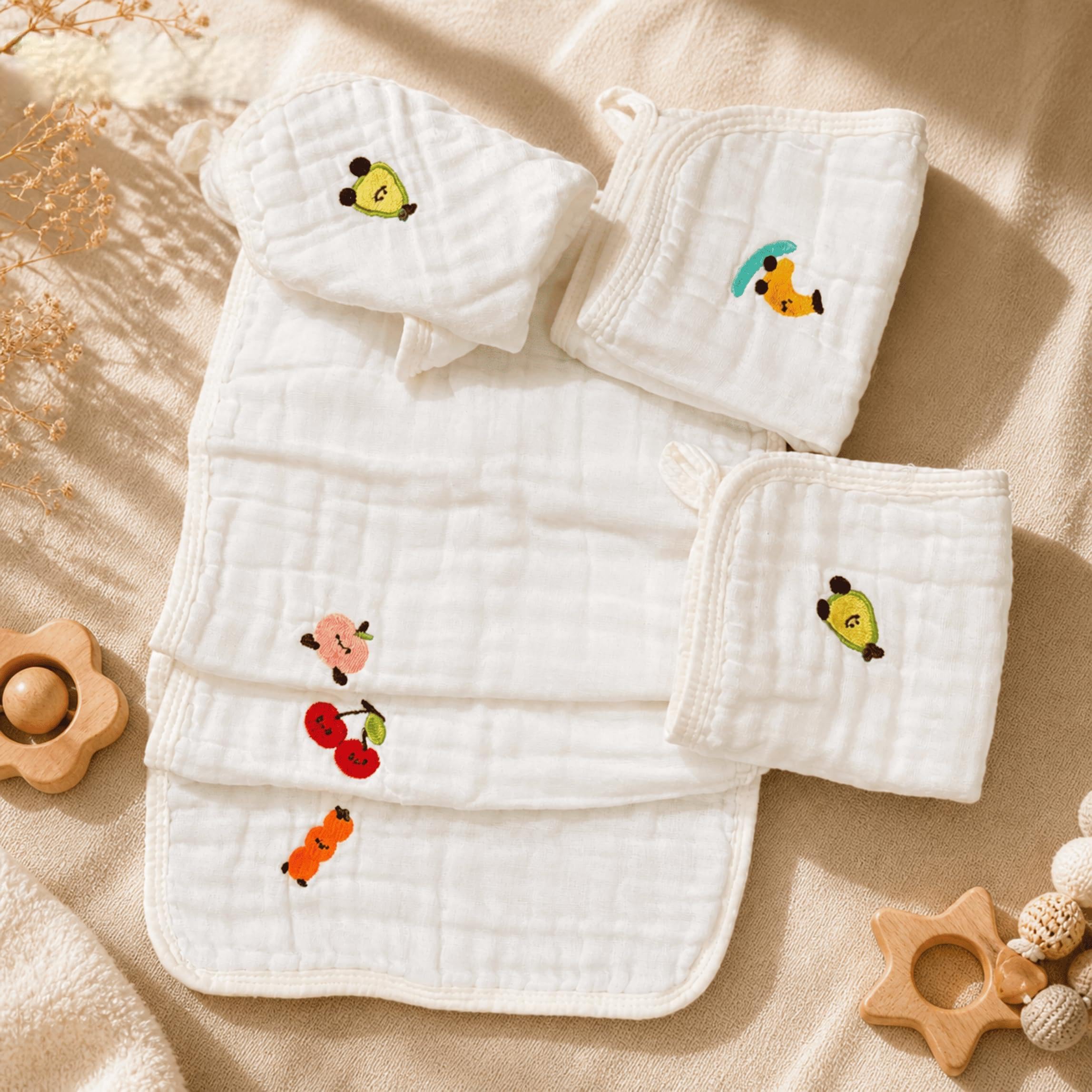 DIVYAM Organic Muslin Baby Washcloths | 100% Natural Cotton Baby Face Towels for Sensitive Skin | Soft & Absorbent Reusable Baby Wipes for Bath, Feeding & Newborn Care | 25 * 25 cm (5)-image-46