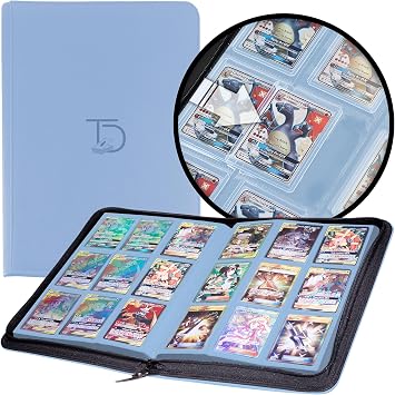 TopDeck 200 TopLoader Binder - 9 Pocket Card Binder Album - TCG Secure Storage Sleeves - Compatible with Yugioh, Magic the Gathering, Pokemon and More - Trading and Sports Card Holder Blue
