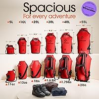 Vista 2 de Earth Pak Bolsa Seca Impermeable - Mochila Impermeable de Cierre Enrollable Superior Mantiene el Equipo Seco para Kayak con Funda Impermeable