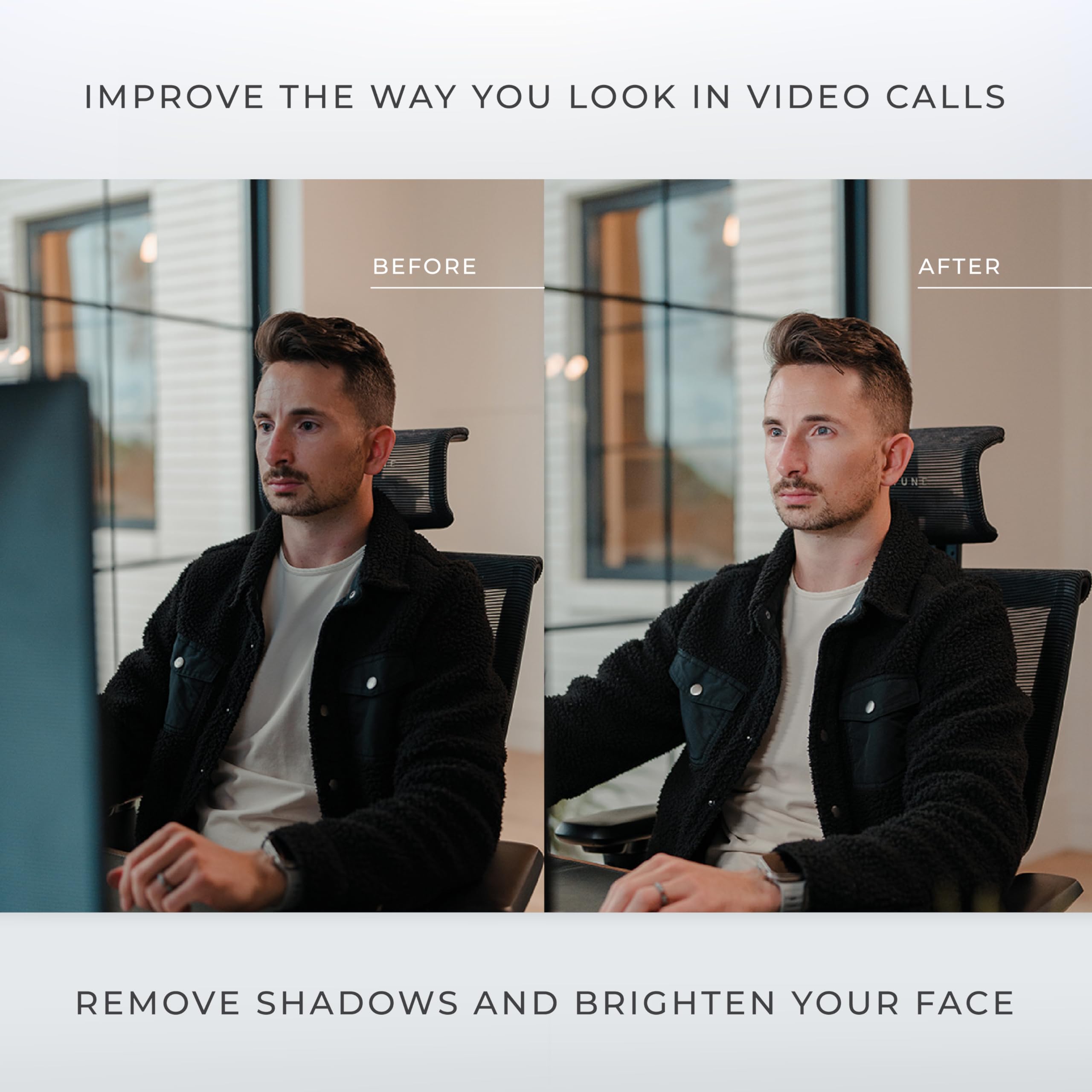 HumanCentric Premium Videokonferenzbeleuchtung für Videoanrufe, HighBeam Pro Light für Zoom Meetings und Streaming, Upgrade Monitor Ringlicht mit LED Webcam Licht, Dual Video Konferenzlicht
