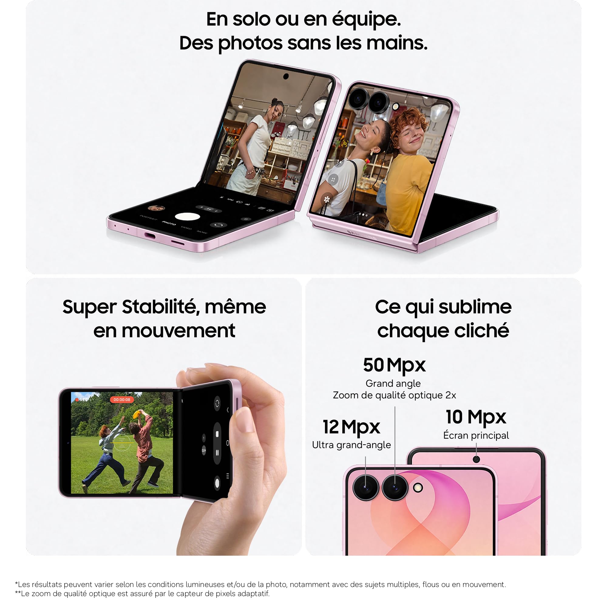 Samsung Galaxy Z Flip8, Smartphone avec IA, 256 Go, Rose, Version FR | Android Smartphone Pliable, Caméra Frontale avec Option Mains Libres, RAM 12 Go, Batterie de 4300 mAh, Fonction FlexWindow