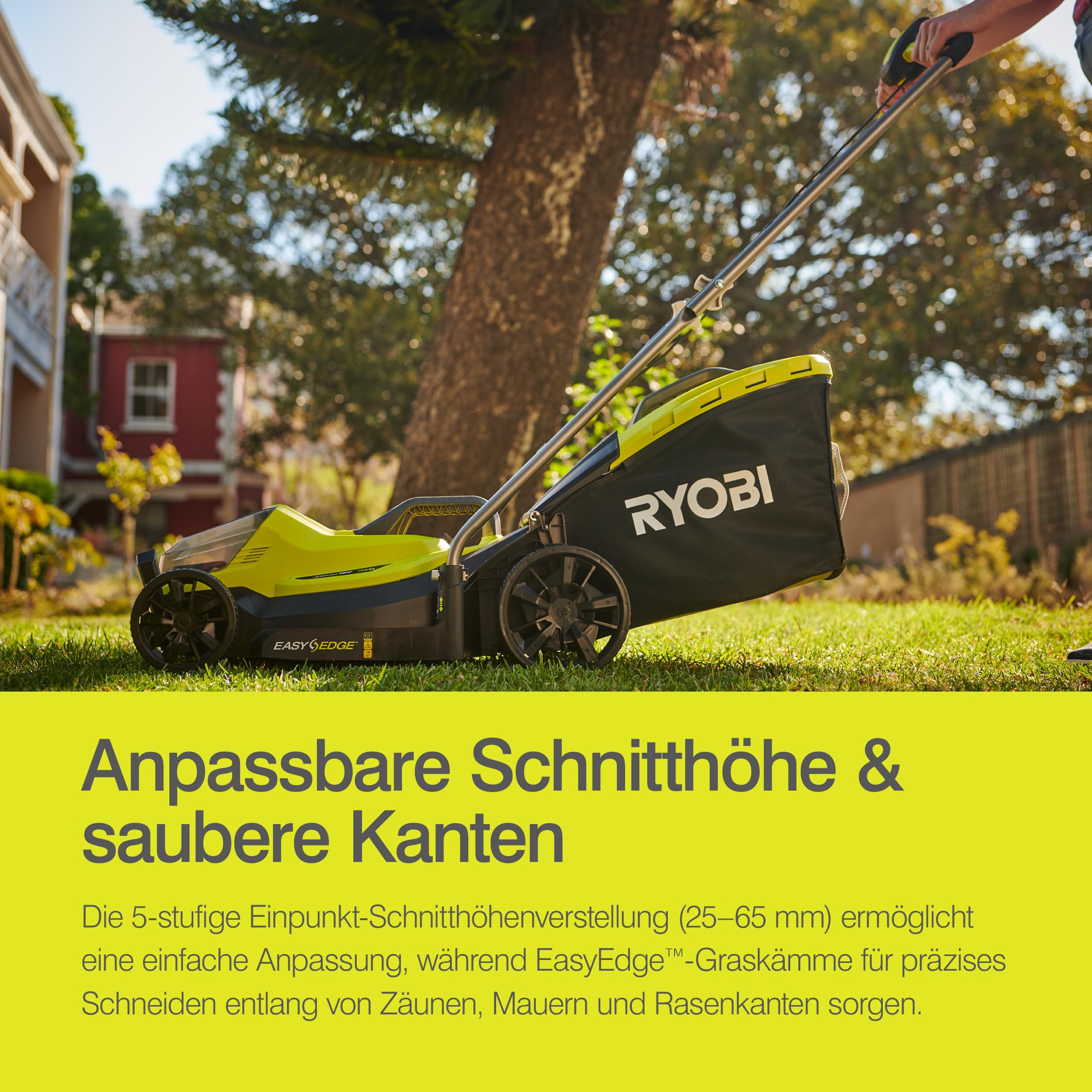 RYOBI 18 V ONE+ Akku-Rasenmäher OLM1833B, 33 cm Schnittbreite