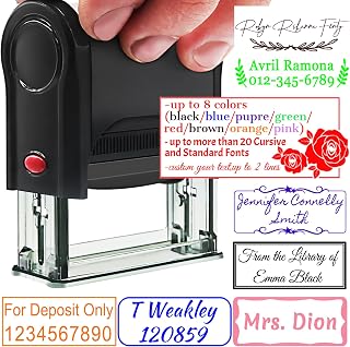 Custom-Name-Stamps Self-Inking Signature Stamp Name Stamp Self Inking Personalized Customized Signature Rubber Stamp -5 Colors Choices and Many Fonts Options -UP to 2 Lines (Small) Black