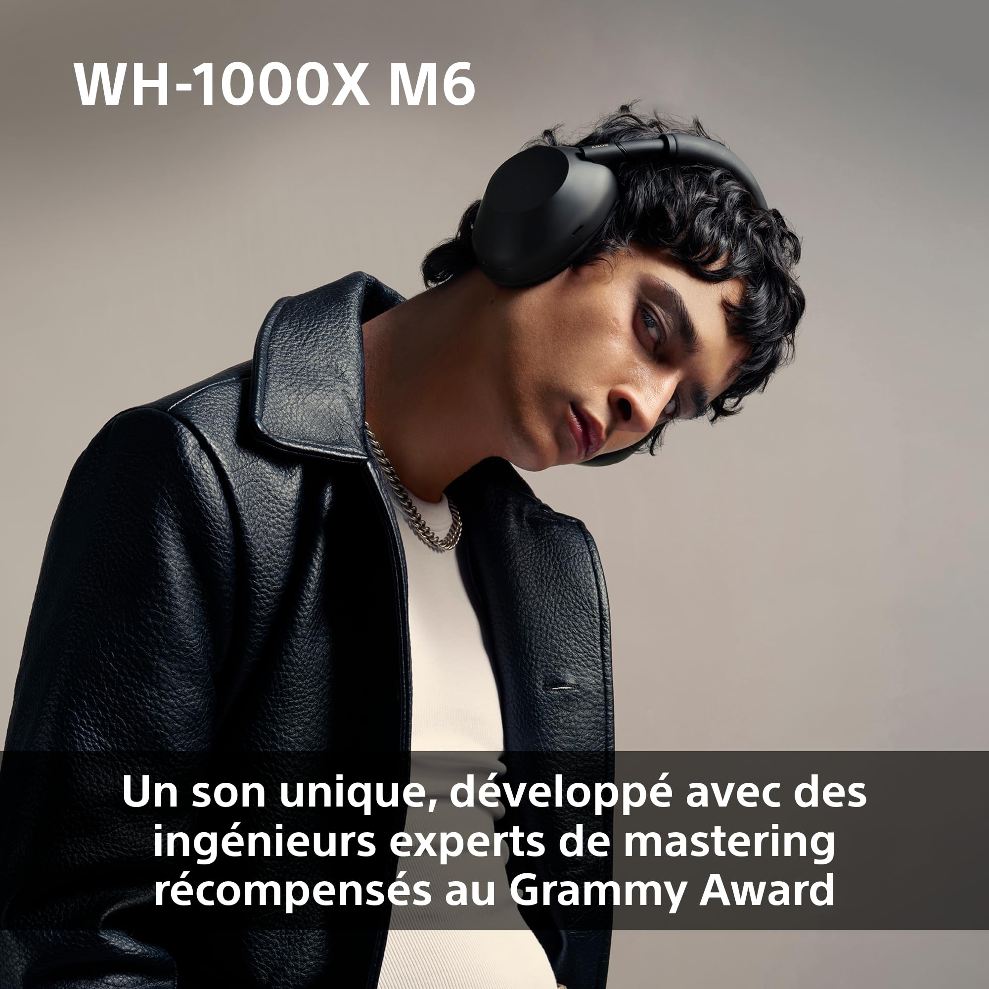 Sony WH-1000XM6 Casque sans-Fil Bluetooth à réduction de Bruit Noir, Son Hi-Res Unique, Confortable, Conception Pliable, Etui résistant, 30h Autonomie, iOS & Android - Grès
