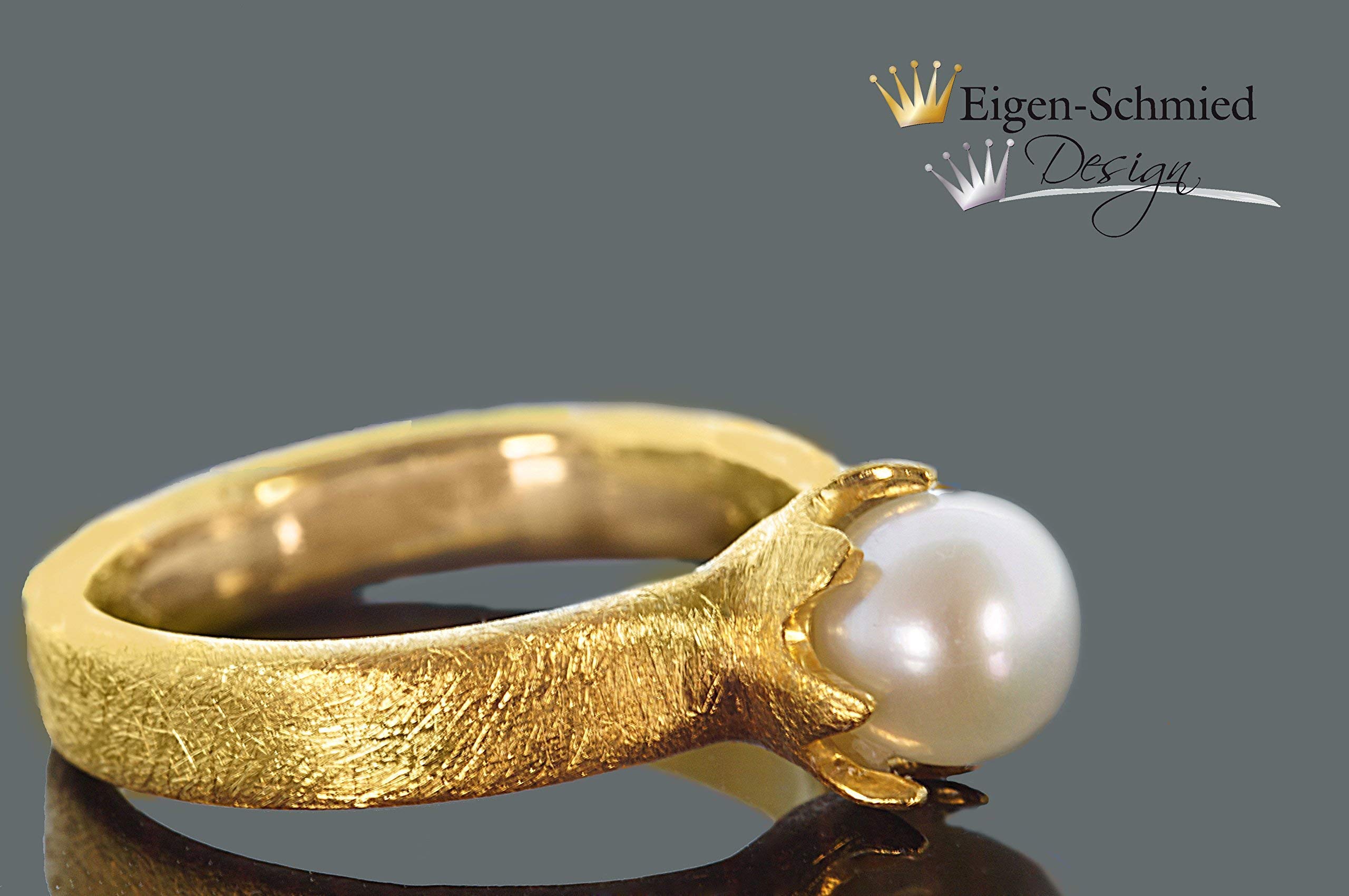Goldschmiede Perlenring "timeless pearl", Ring mit Perle, Krone, Silberring vergoldet, Perle, Verlobungsring, Prinzessin, Schmuck, Silberschmuck, Valentinstag, Geburtstag, Geschenk, Weihnachten