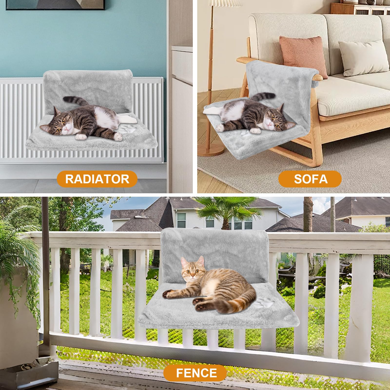 Cuccia da Termosifone per Gatti, Letto per Termosifoni per Gatti, Appendere Amaca Gatto Termosifone Letto Gatto, Amaca per Riscaldatori, Termosifoni per Tutti i Comuni (Grigio)