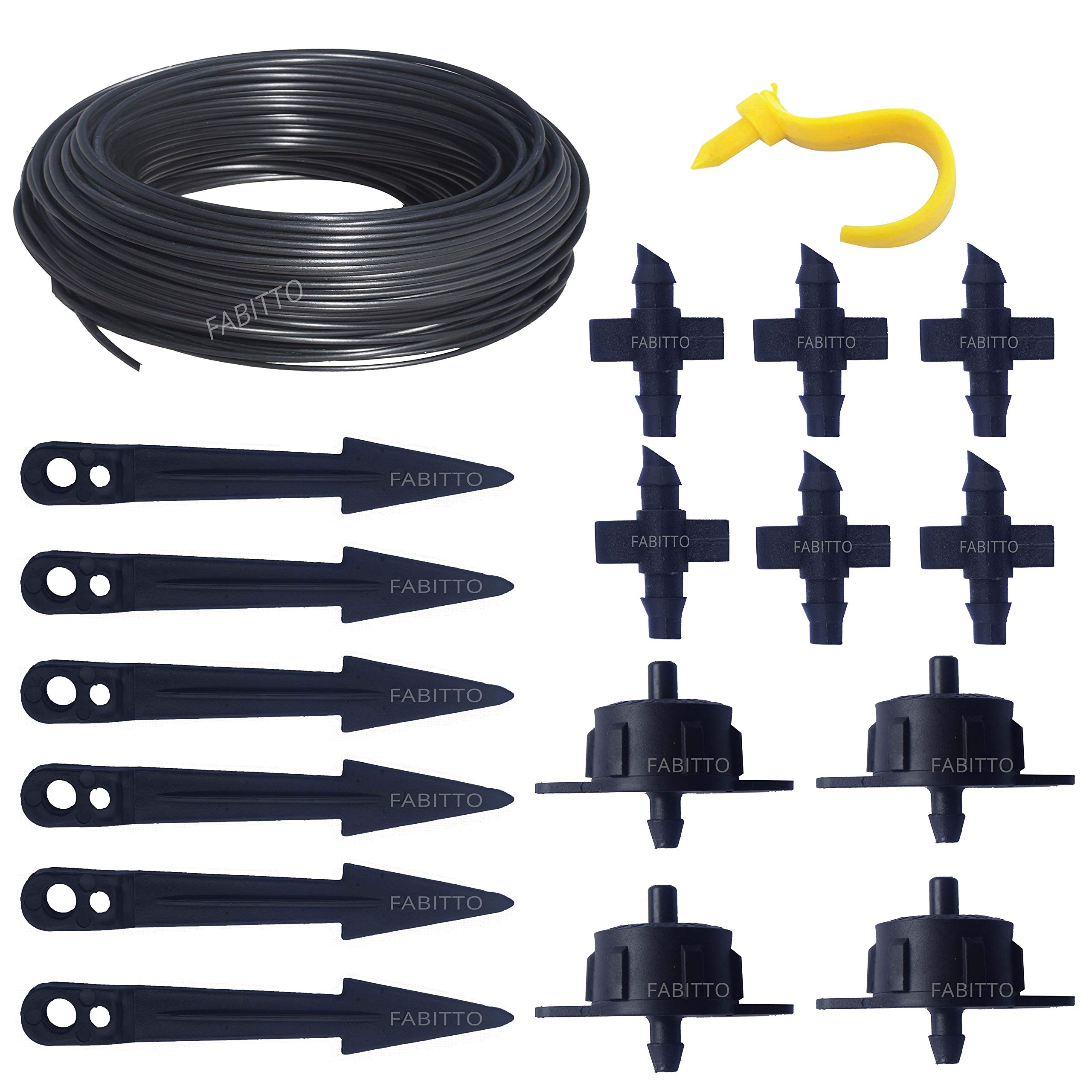 FABITTO Drip Irrigation 4mm Pipe 20mtrs Accessories Pin Connectors Emitters/Drippers Stakes/Nails S puncher Joiners 121 Set for Home Garden Plants. (B083H2MJVJ) Amazon Price History, Amazon Price Tracker