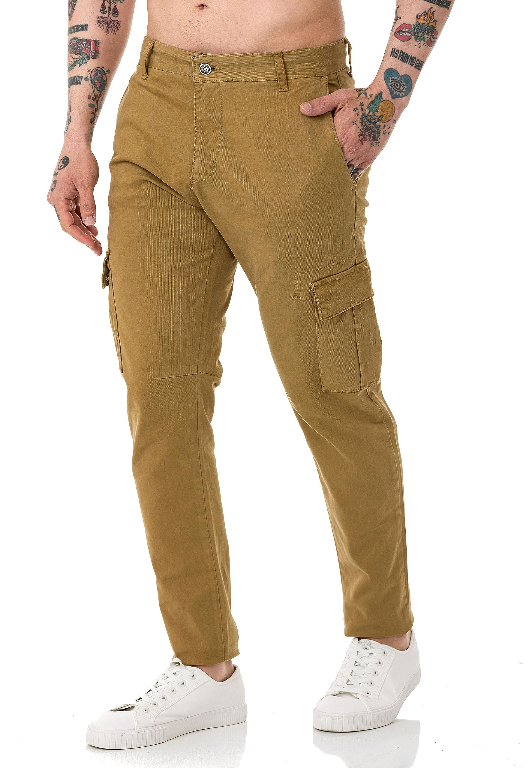 Red Bridge - Pantalones cargo chinos básicos de algodón para hombre
