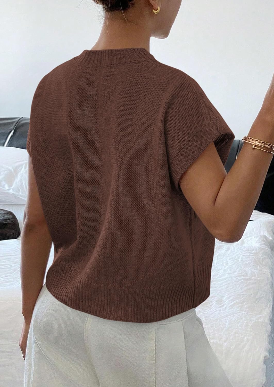  Women's Summer Short Cap Sleeve Sweater Vest thumbnail
