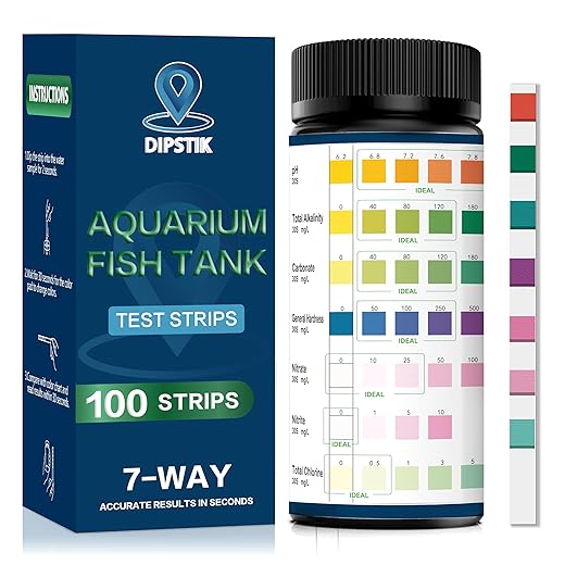 Aquarium Test Strips, 7-Way Freshwater Saltwater Fish Tank Pond Test Kit, 100 Strips, Nitrate, Nitrite, Chlorine, Hardness, Alkalinity, Carbonate, pH