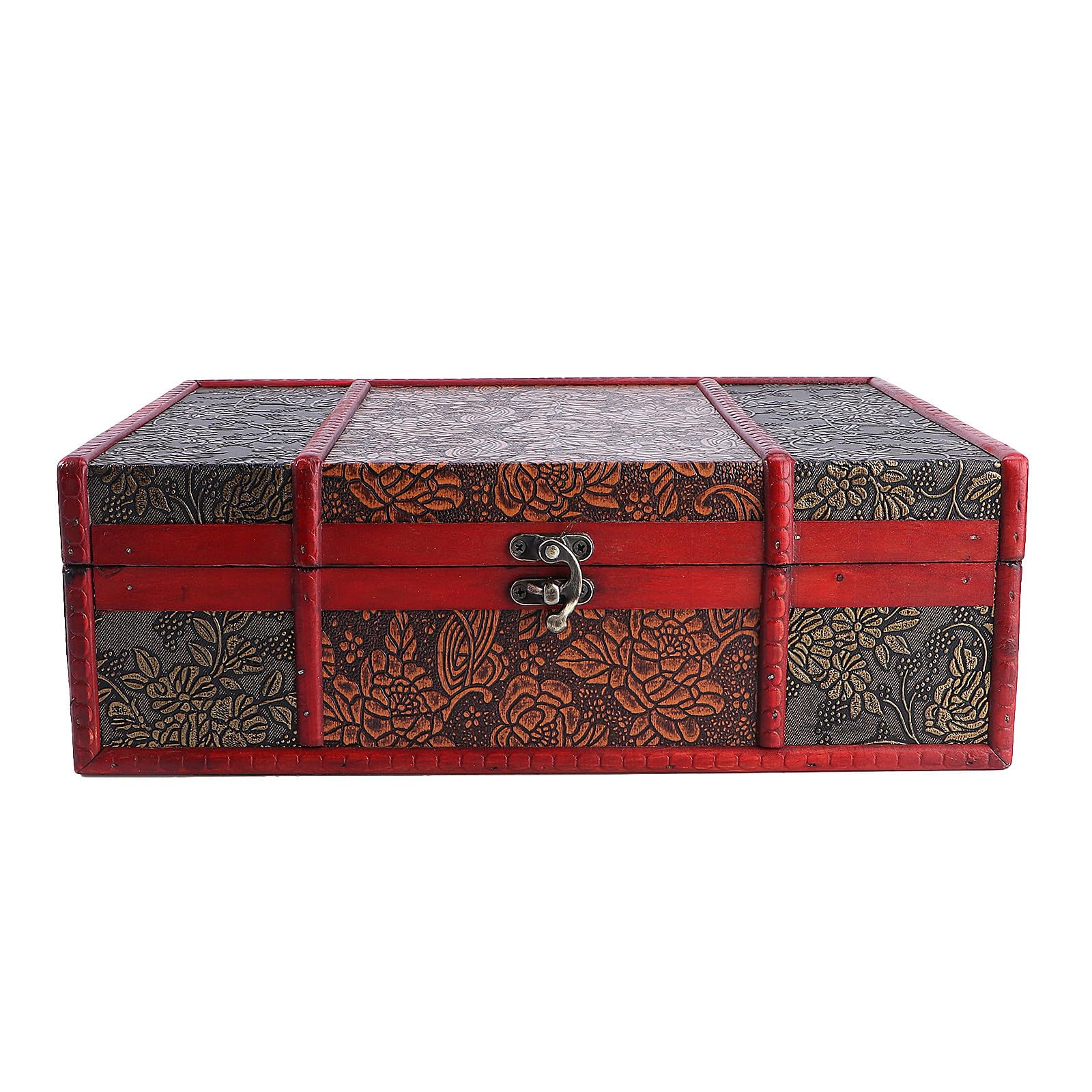 Boîte de rangement en bois vintage marron bureau documents bijoux maison