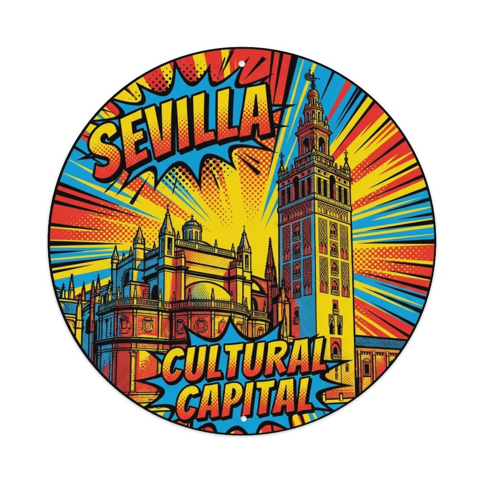 Metal Tin Sign Seville Spain Vintage Travel