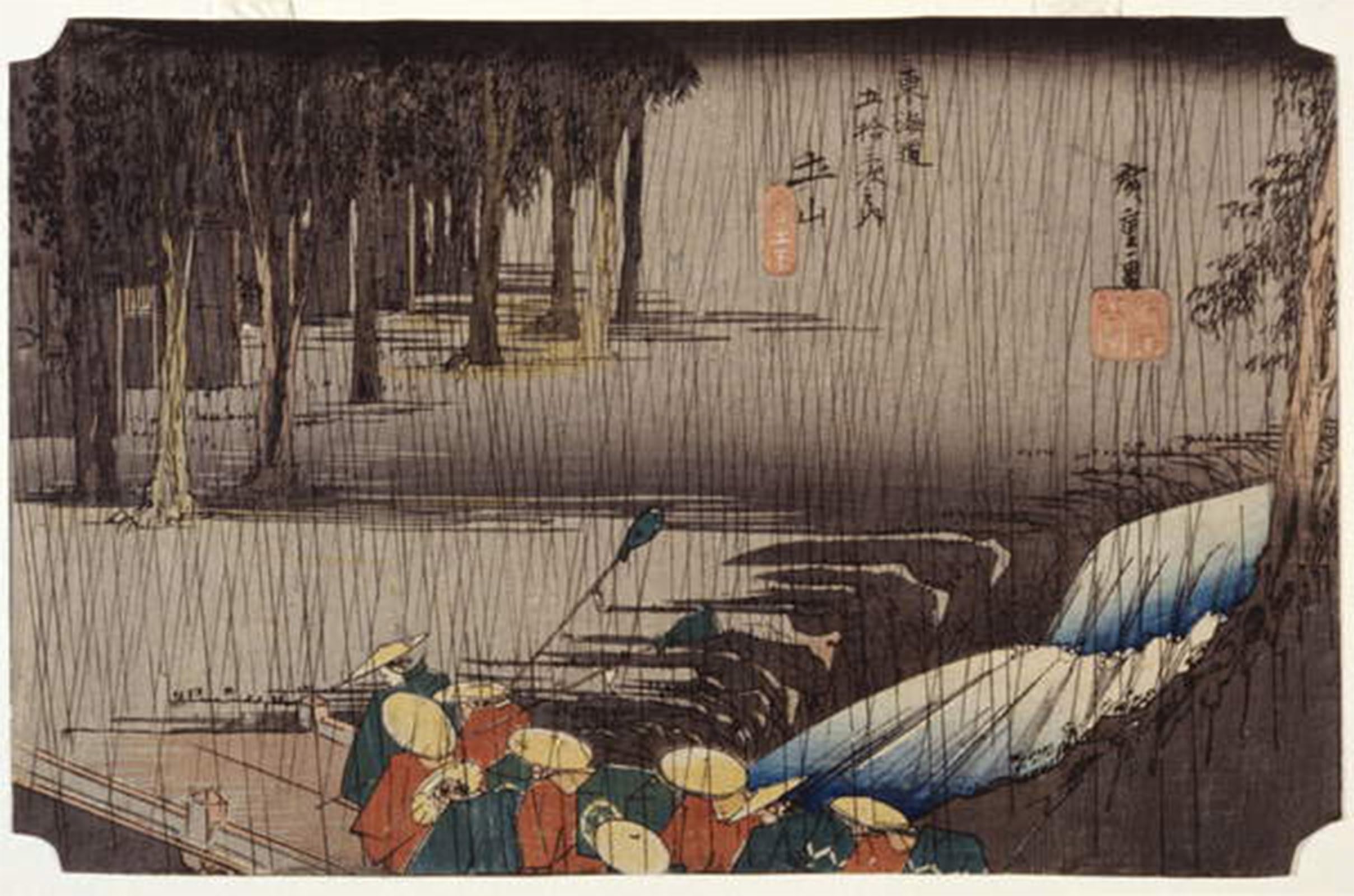 POSTERIIk Famous Modern Artwork Art Mural Touchiyama in Spring Rain by Utagawa Hiroshige Oil Paintings Pictures for Home Decor 60x90cm