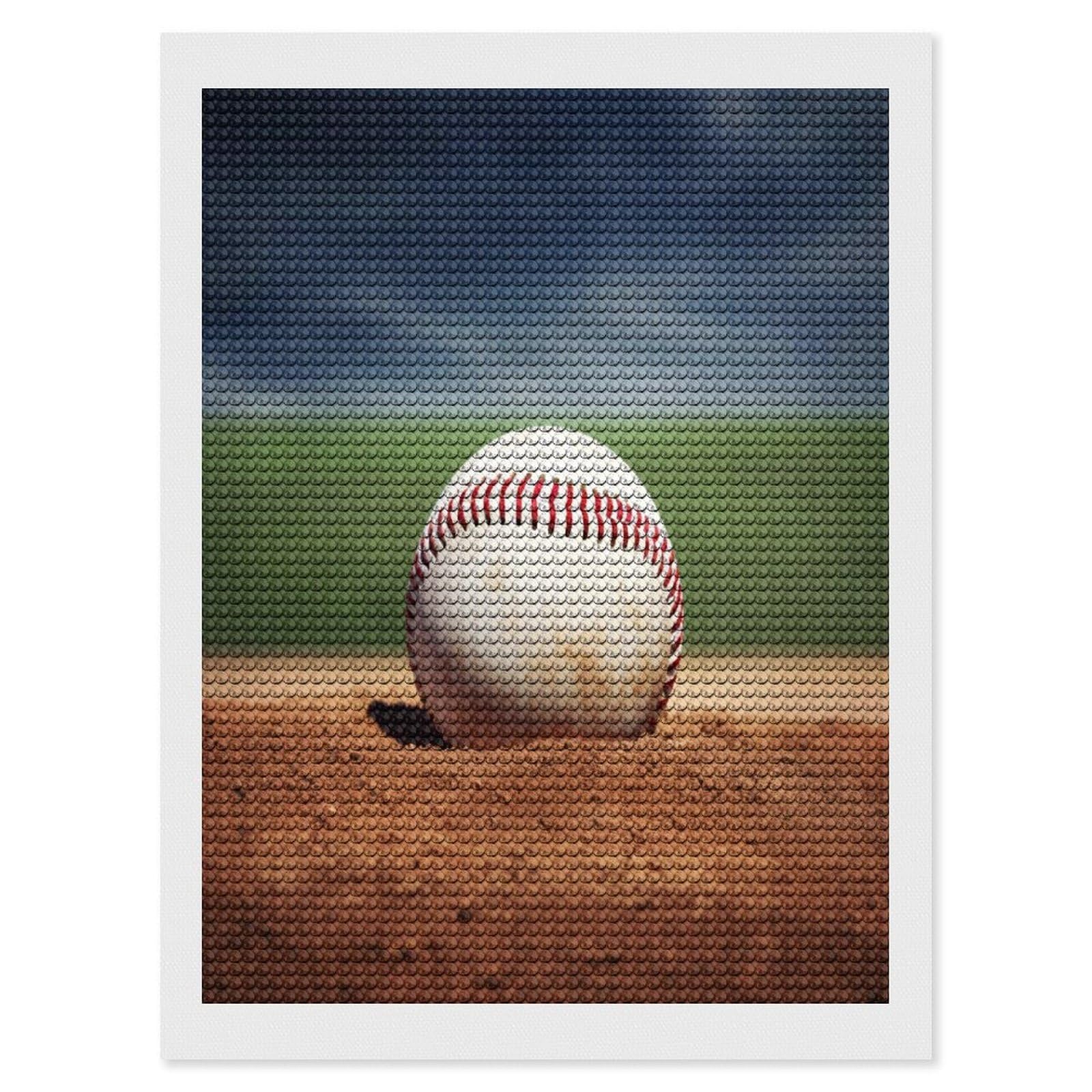 FekiLoot Baseball Paint by Numbers Kit for Adults Beginner DIY Diamond Dots Paintings Round Full Drill Diamond Art Kits Picture Diamond Art Painting Kits for Home Decor 12"x16"