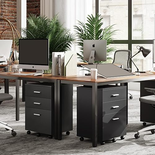 Miniatura 2 de DEVAISE Gabinete portátil de madera de 3 cajones Gabinete enrollable para tamaño cartaA4 color negro