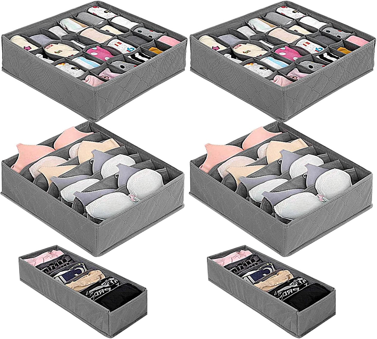 Holdfiturn 6PCS Drawer Organiser Underwear Storage Box Foldable