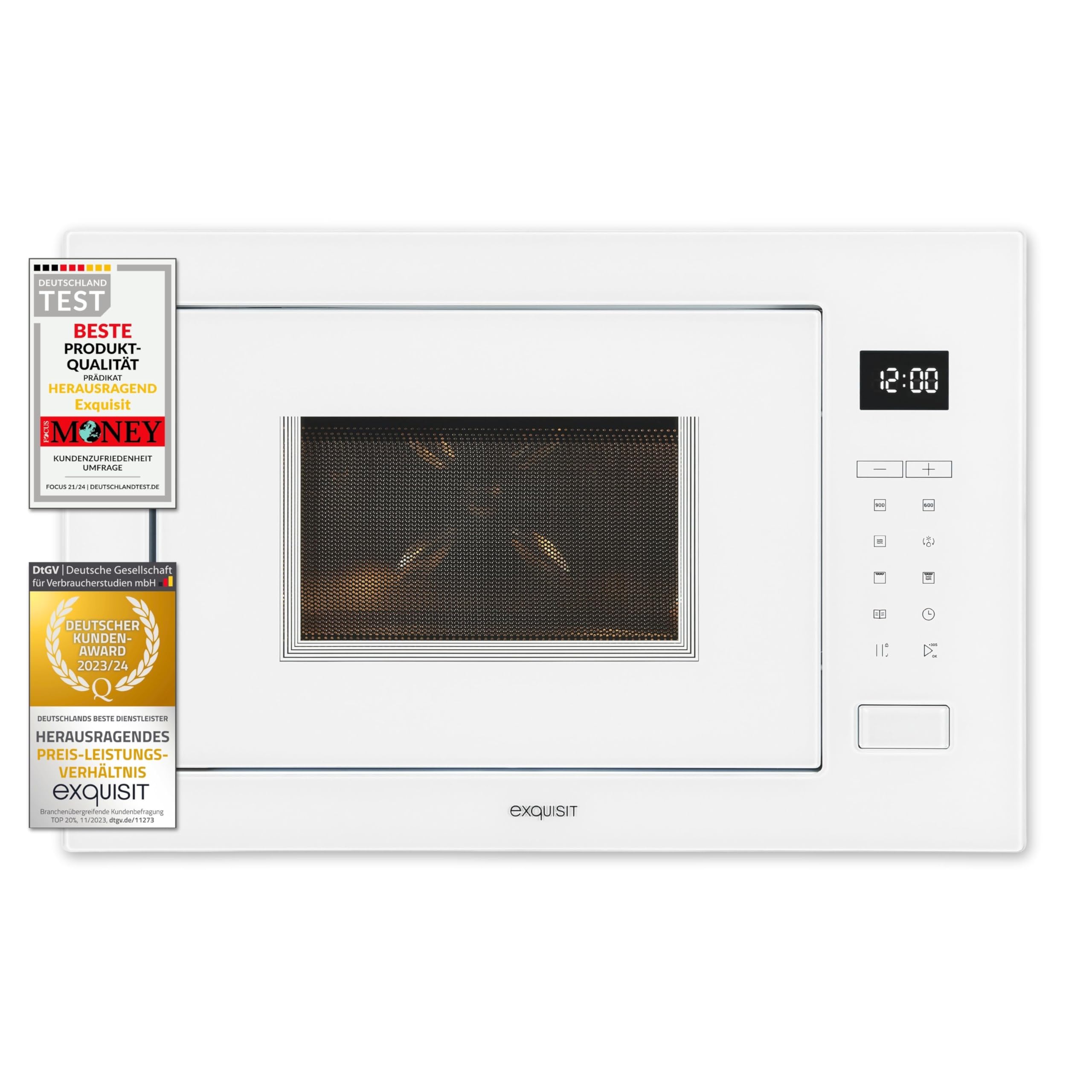 Exquisit EMW25-G-020 biały | kuchenka mikrofalowa do zabudowy 60 cm | funkcja grillowania | dotykowy | timer | szybki start