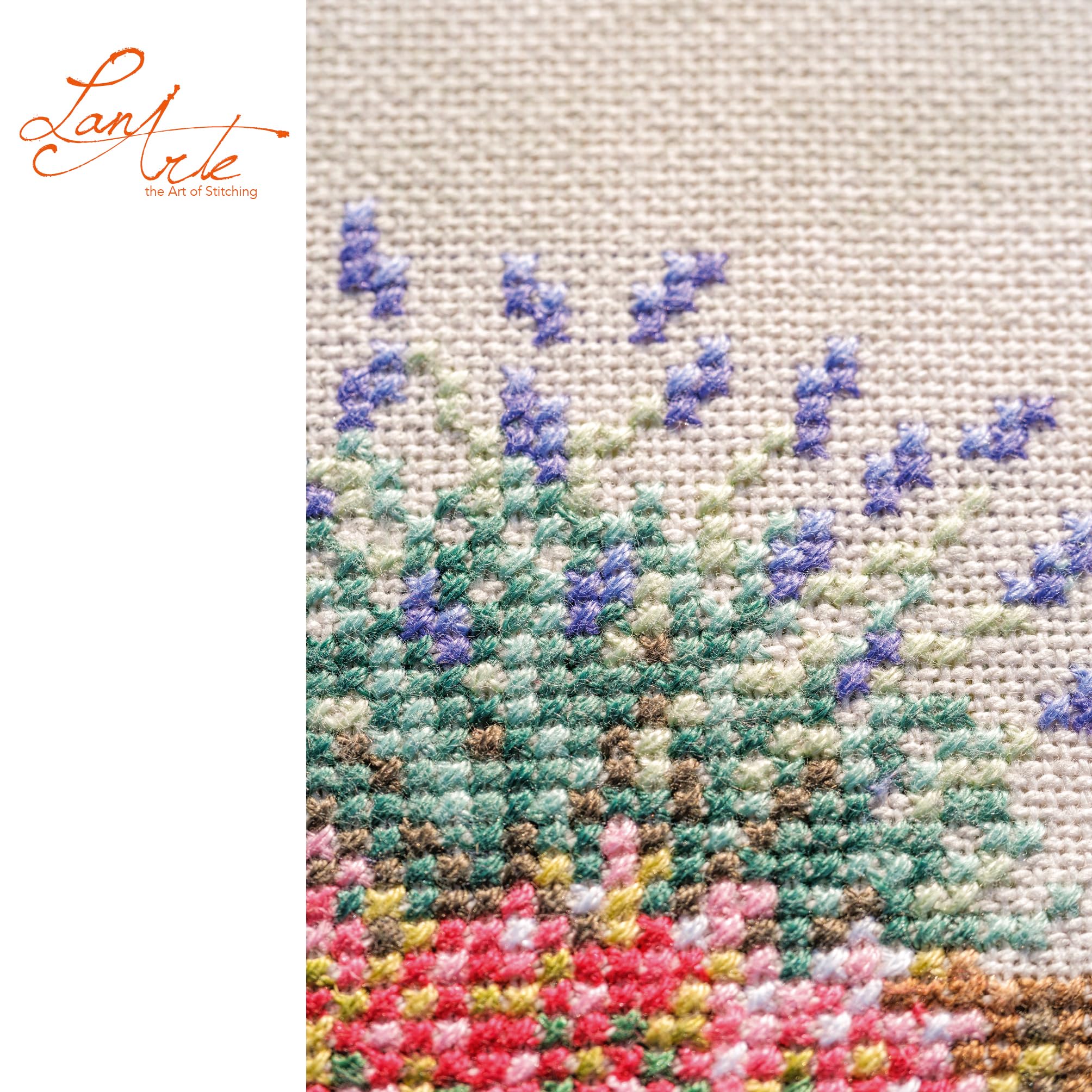LANARTE Haft Krzyżykowy Liczony Zestaw Obraz do Haftu NADRZECZE Zrób to Sam Zestaw Kreatywny dla Dorosłych Rękodzieło Artystyczne 39 x 37 cm Dekoracja Ścienna DIY Cross Stitch Kit