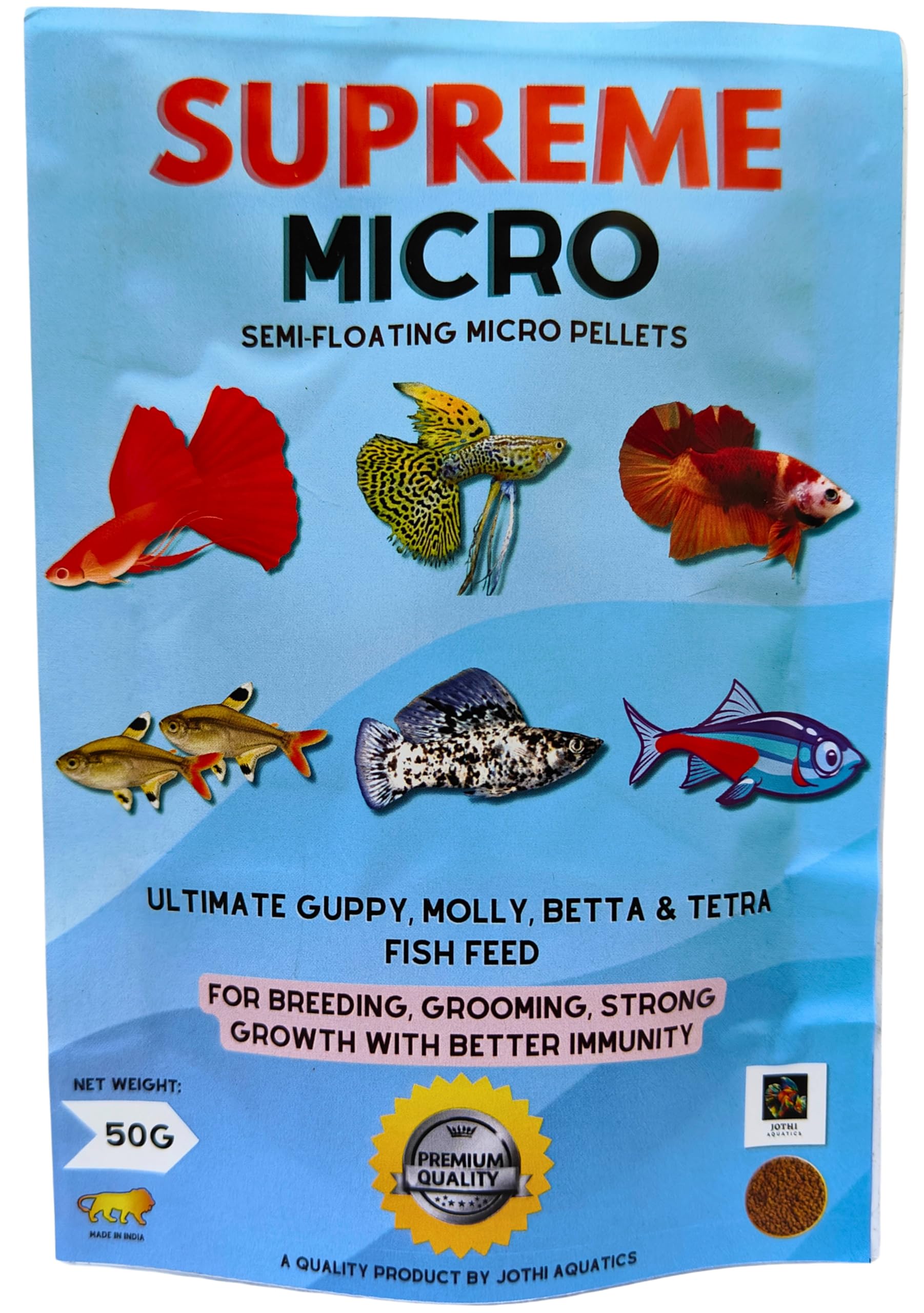 Supreme Micro Pellets Fish Food (50gm) (Pack of 2) for Guppy, Betta, Molly, Tetra & Other Small Fishes| 60% Protein Content | for Breeding, Grooming with Strong Growth & Colouration (B0D3B362BR) Amazon Price History, Amazon Price Tracker