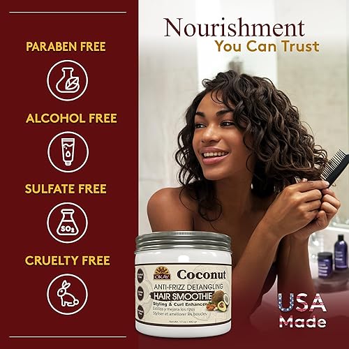 Miniatura 5 de Okay Batido desenredante de coco antiencrespamiento para el cabello, 17 onzas, blanco, 17 onzas