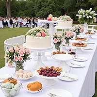 Vista 6 de HBlife Juego de 3 soportes blancos para pasteles (plato de 8"/10"/12") para pasteles de 6-10 pulgadas, juego perfecto para exhibición de mesa