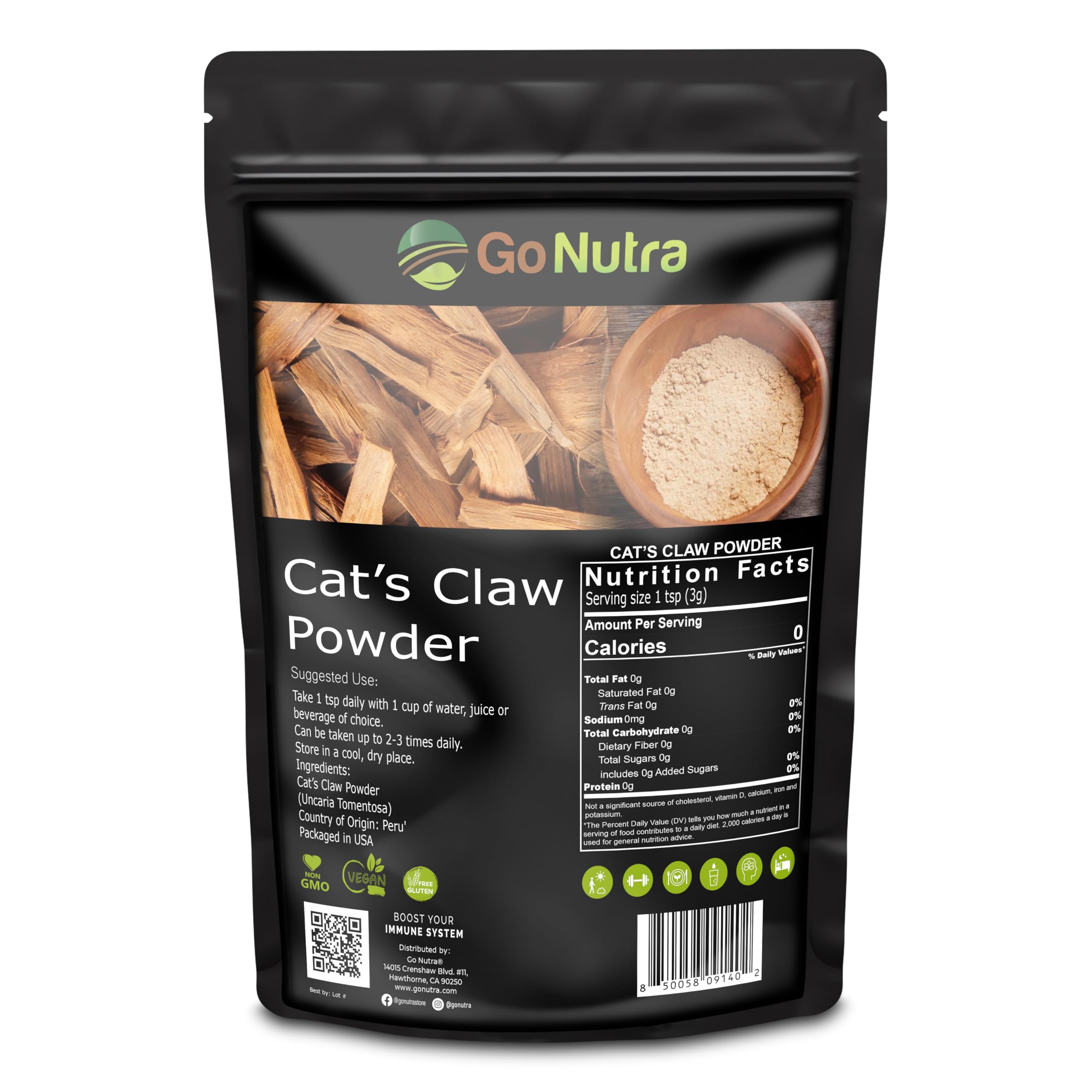 Cat's Claw Powder 8 oz. from Peru Wild Non-GMO Uncaria Tomentosa Cat Claw