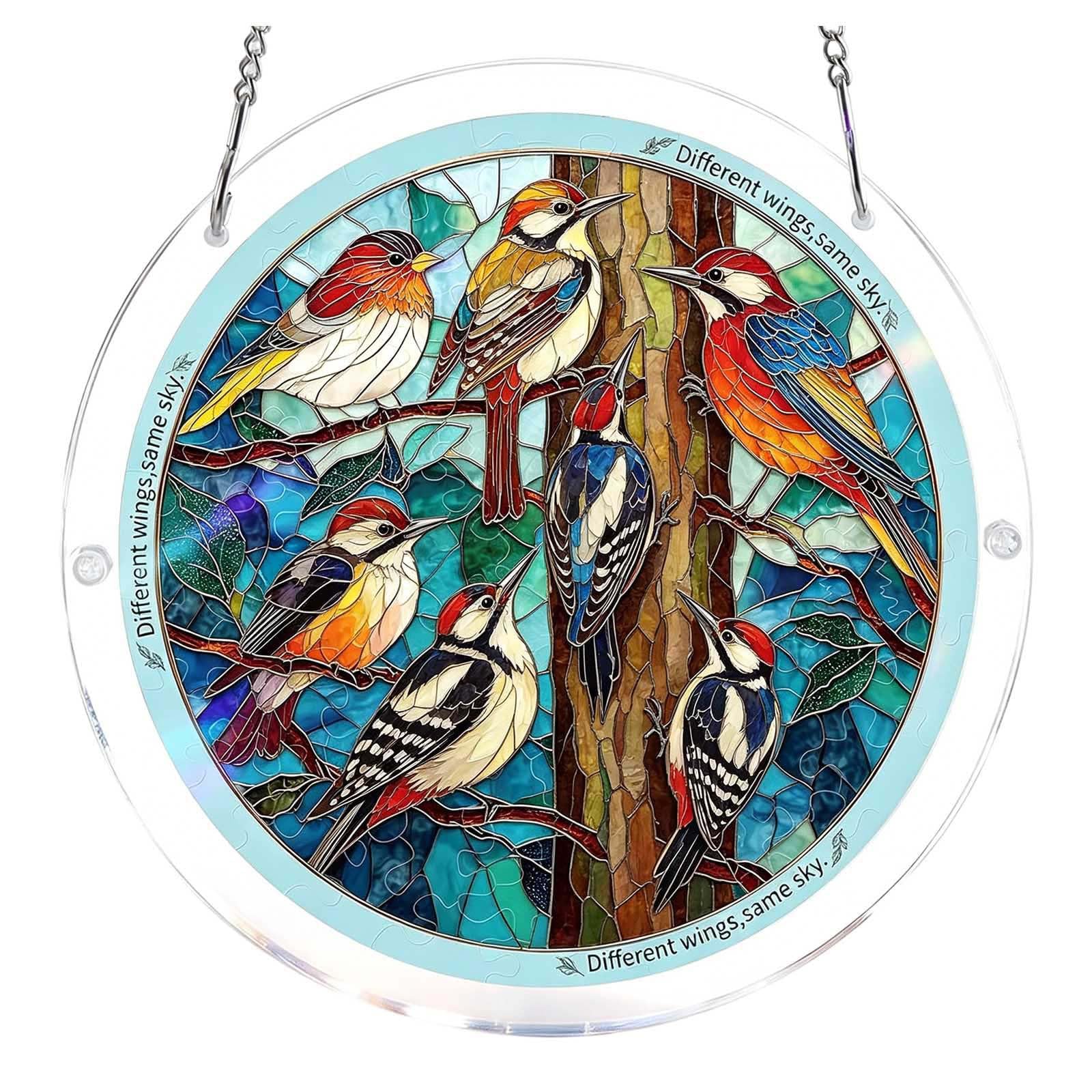 Acrylic Jigsaw Puzzle Suncatcher,Acrylic Puzzle Suncatcher,for Doors Garden and Window Hanging&Birthday Mom Women Adults Gift-19 CM,A — view 43