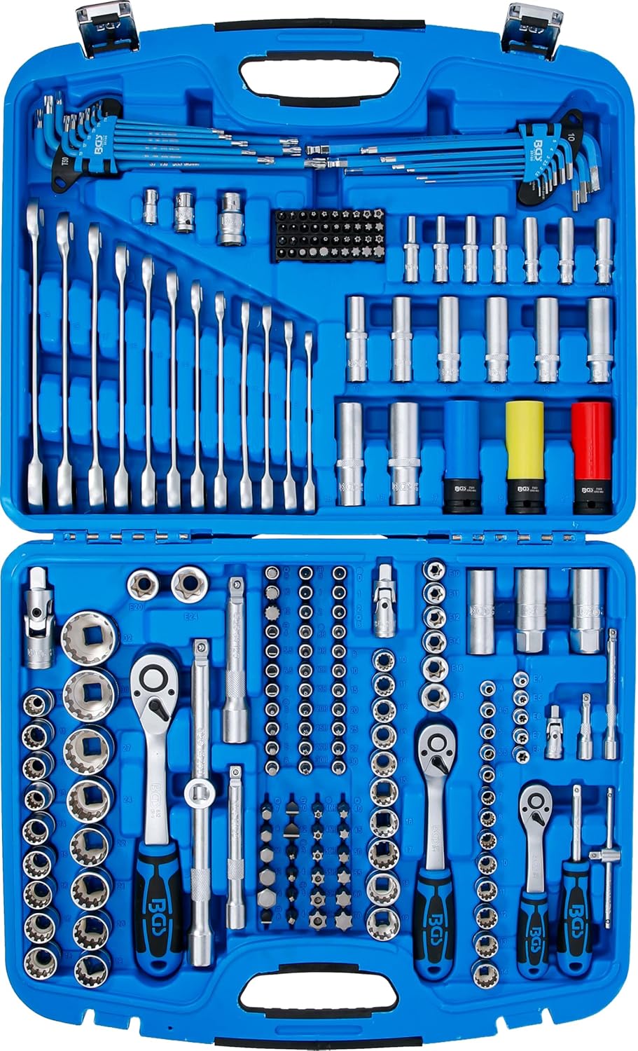 BGS 2290 | Coffret de Douilles Gear Lock | 6,3 mm (1/4") / 10 mm (3/8") / 12,5 mm (1/2") | 218 pièces