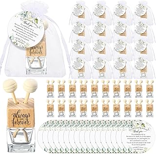 Hoolerry 36 Set Wedding Favors for Guests Bulk - Car Air Freshener Diffuser Bottle with Thank You Cards and Organza Bags for Wedding Party Guest Favors Newlyweds Bridal Gifts