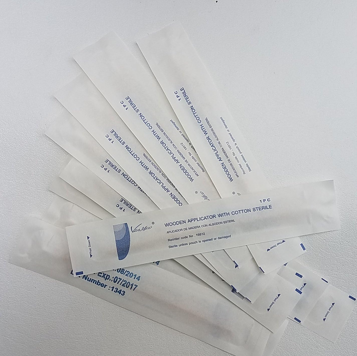 Cotton tipped applicator w/long wood handle swabs 6" sterile 100/box 1 per bag